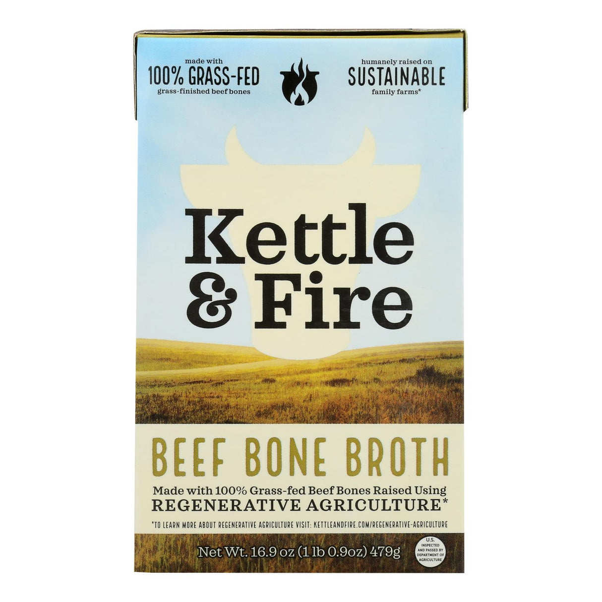 Kettle & Fire - Beef Bone Broth - Pack of 6 - 16.9 oz - Cozy Farm