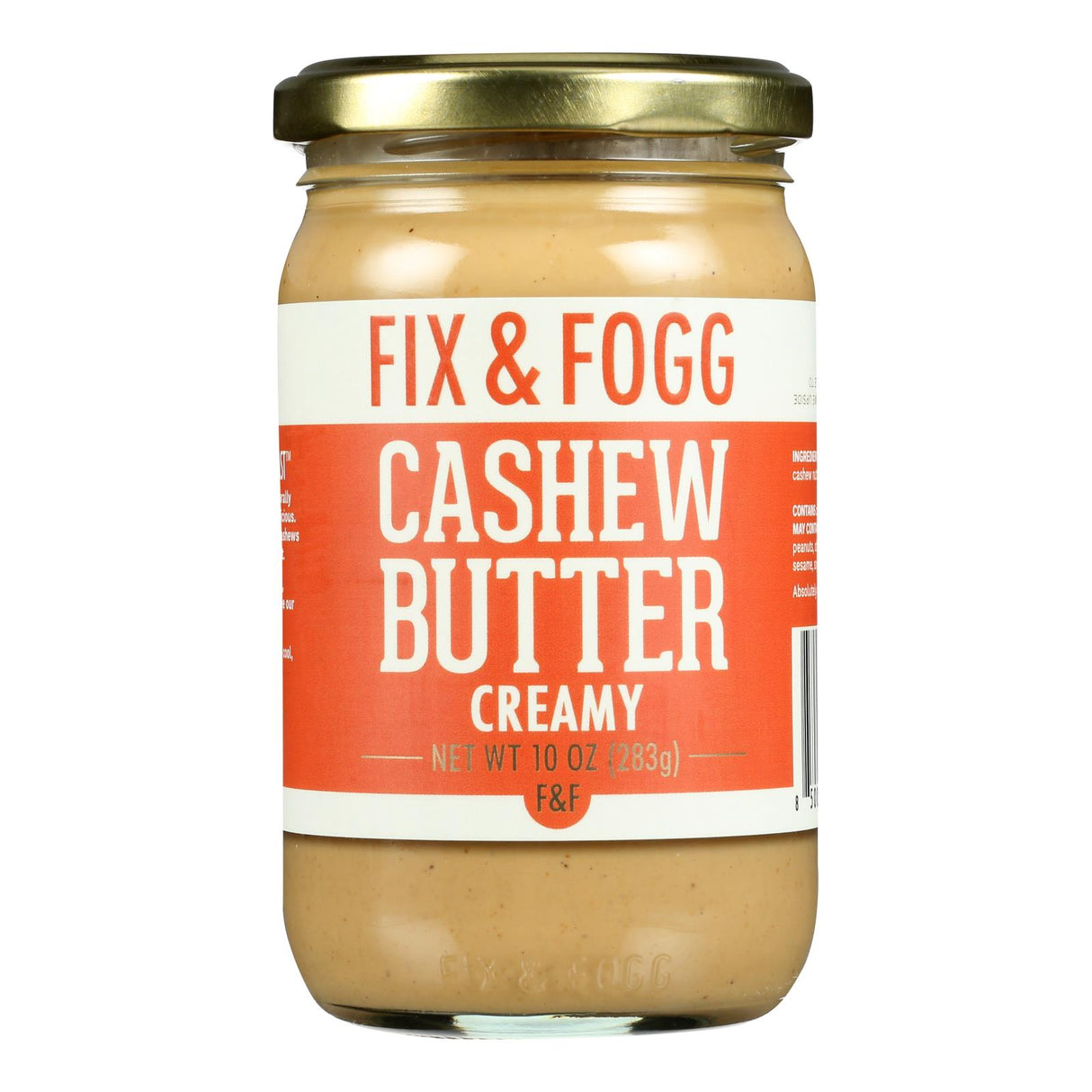 Fix & Fogg Creamy Cashew Butter, Pack of 6 - 10 Oz Jars - Cozy Farm
