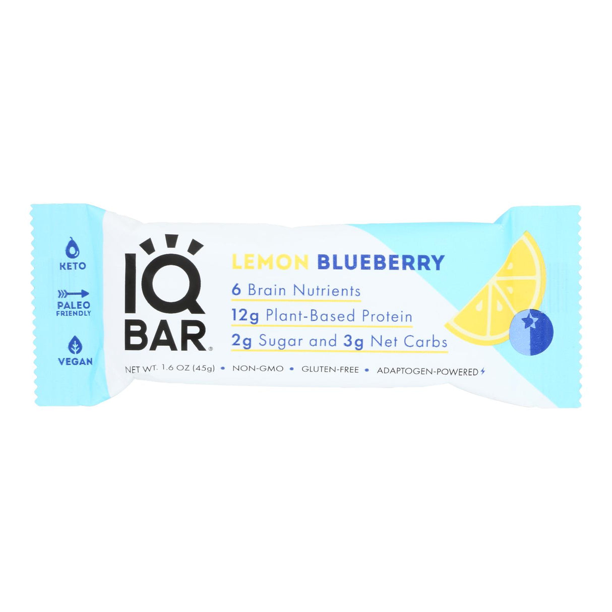 IQ Bar Lemon Blueberry Breakfast Bars, 1.6 Oz Bars, 12 Count - Cozy Farm
