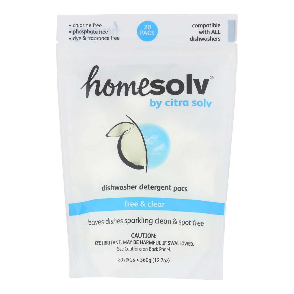 Citra-Solv Free & Clear Natural Dishwasher Detergent Pacs for Spotless Dishes - 8 Pacs, 12.7 oz. - Cozy Farm