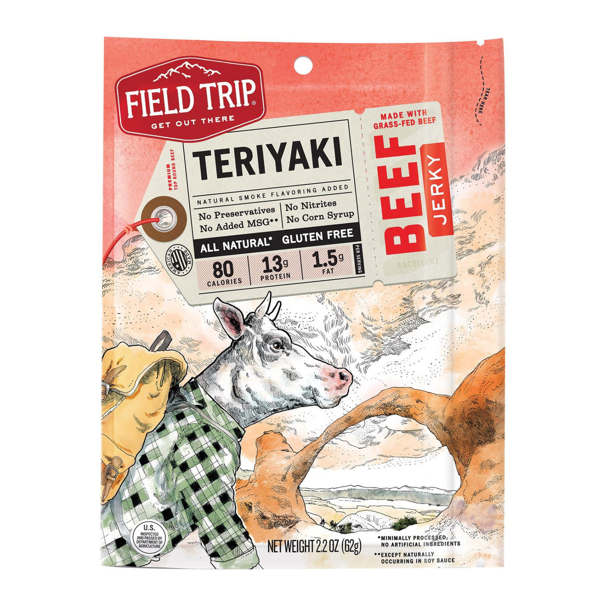 Field Trip Gluten-Free Beef Jerky, 2.2 Oz. Pack of 9 - Cozy Farm