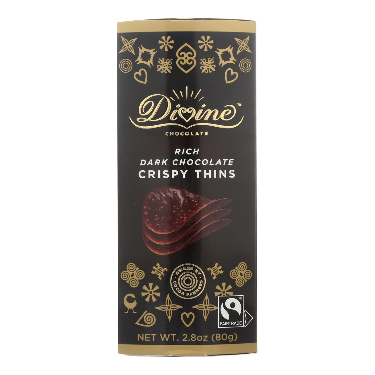 Divine - Crisp Thns Dark Chocolate - Case Of 12 - 2.8 Oz - Cozy Farm