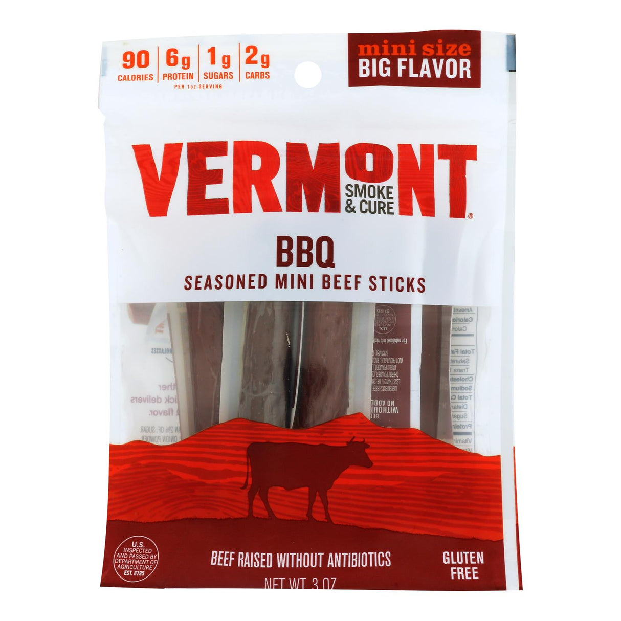 Vermont Smoke And Cure Beef Stick - Bbq - Case Of 8 - 6/.5 Oz - Cozy Farm