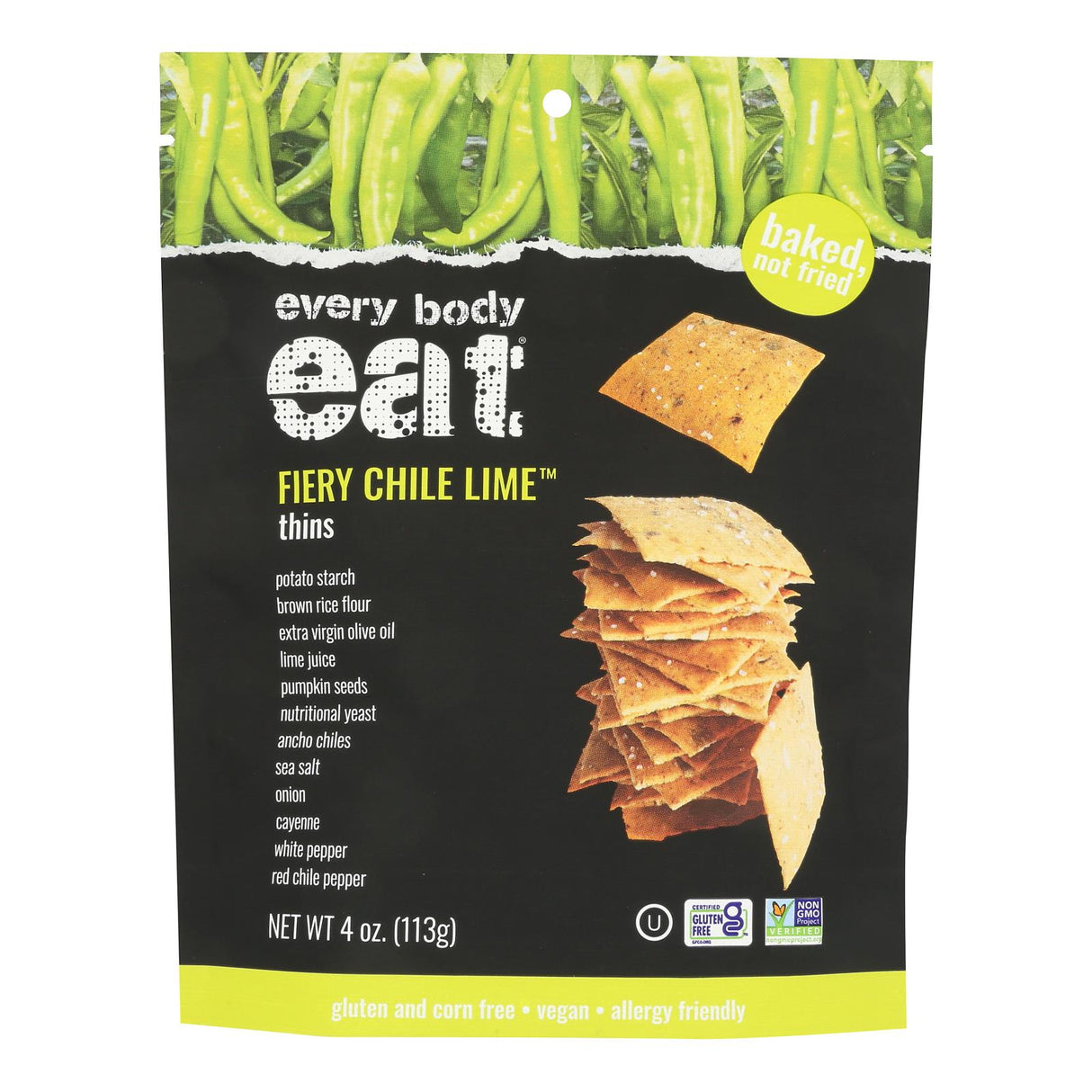 Every Body Eat - Snack Thins Fiery Chil Lime - Case Of 6-4 Oz - Cozy Farm