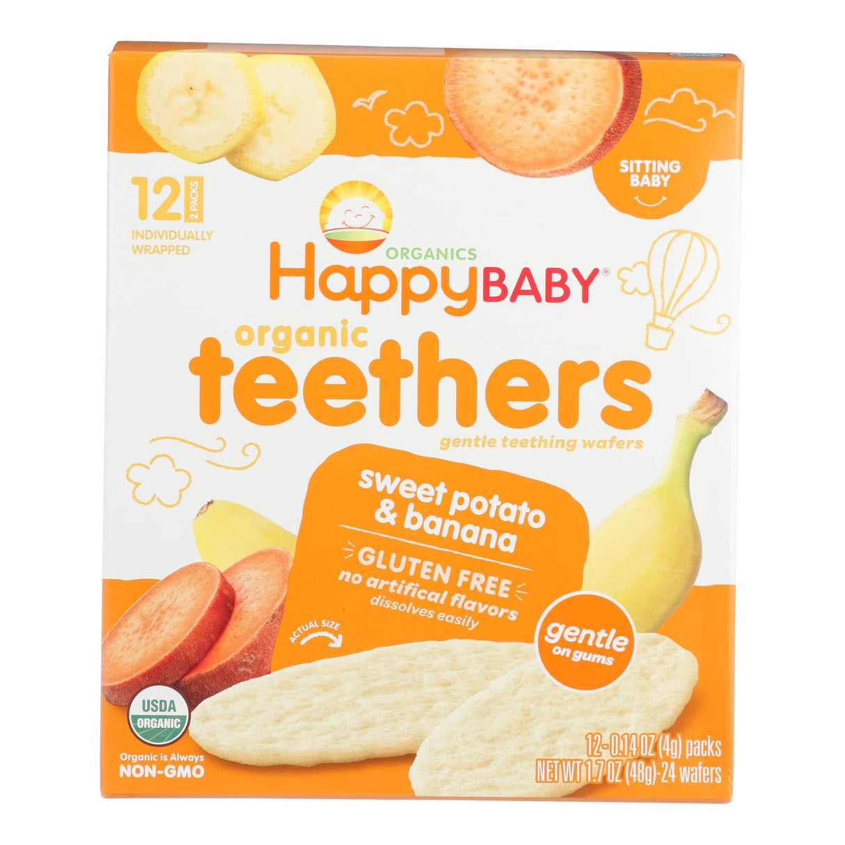 Happy Baby Teethers - Organic - Gentle - Banana And Sweet Potato - 1.7 Oz - Case Of 6 - Cozy Farm