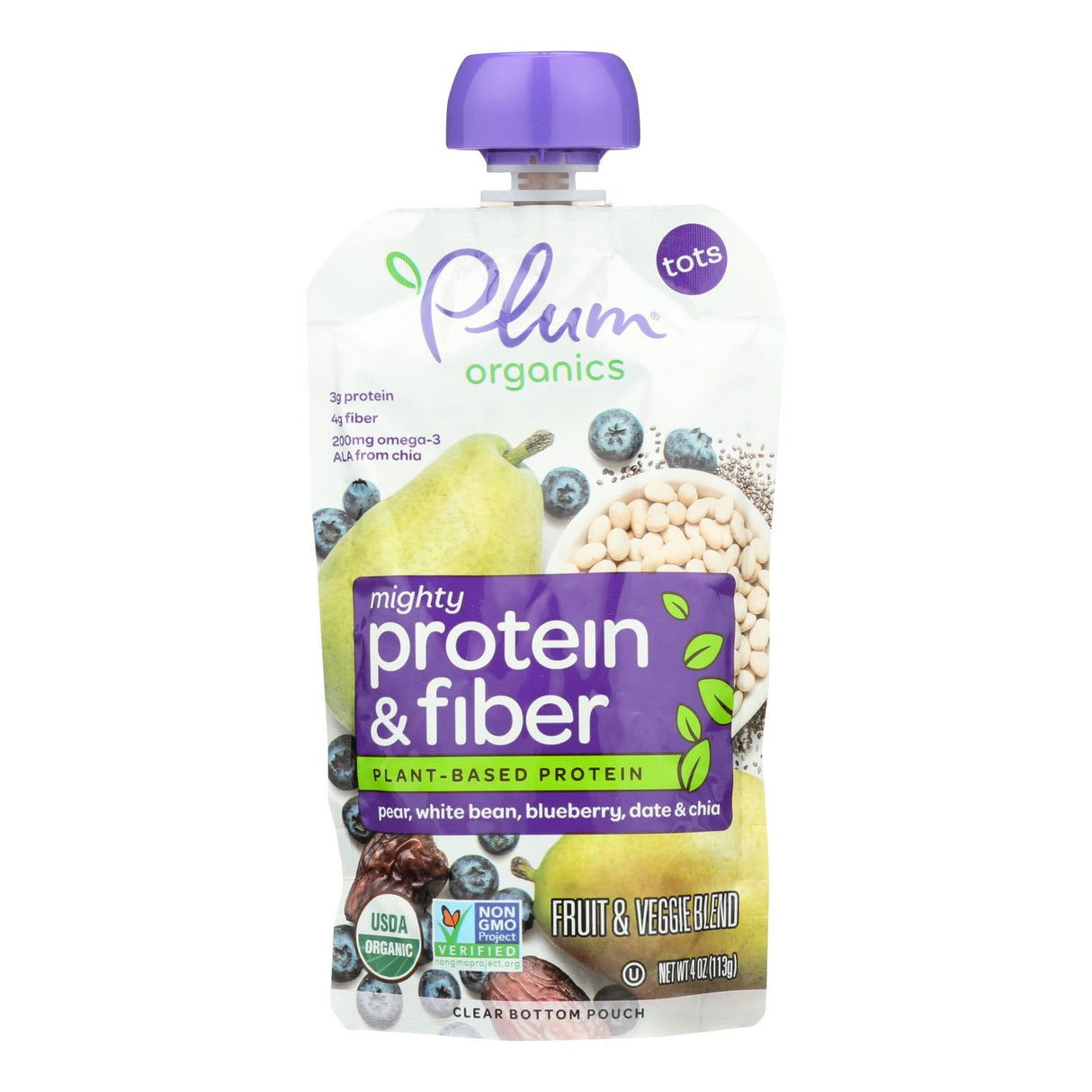 Plum Organics Plum Tots Tots Snacks Pear Bean Blueberry - Case Of 6 - 4 Oz - Cozy Farm