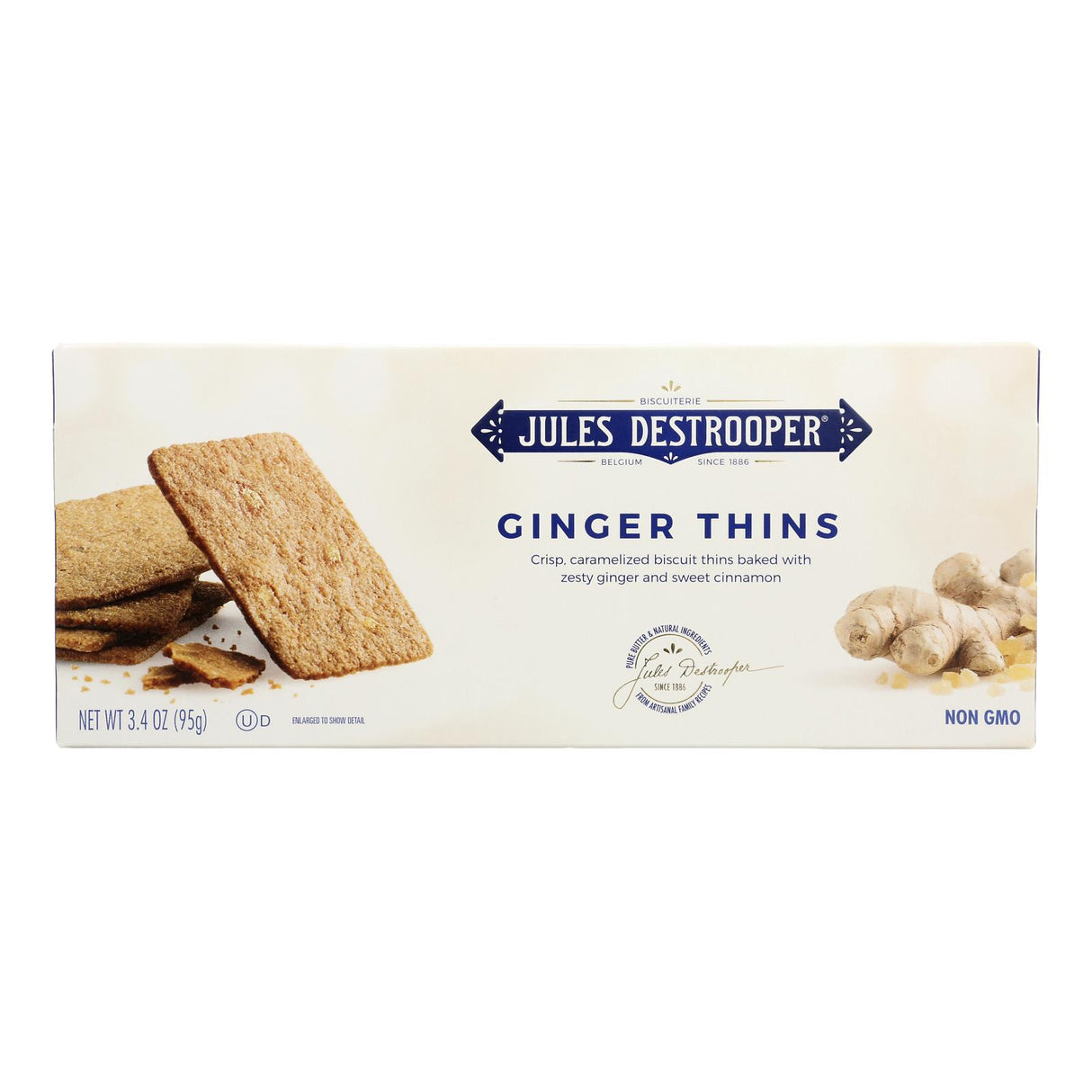 Jules Destrooper - Cookies - Ginger Thins - Case Of 12 - 3.35 Oz. - Cozy Farm