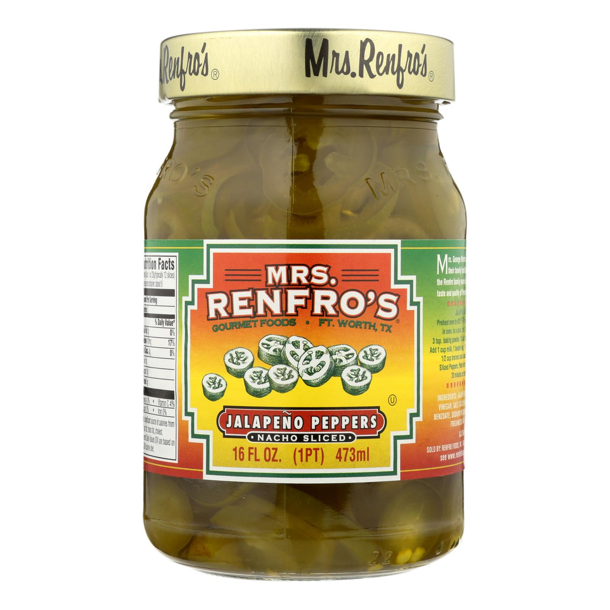 Mrs. Renfro's Nacho Sliced Jalapeno Peppers - Pepper - Case Of 6 - 16 Oz. - Cozy Farm