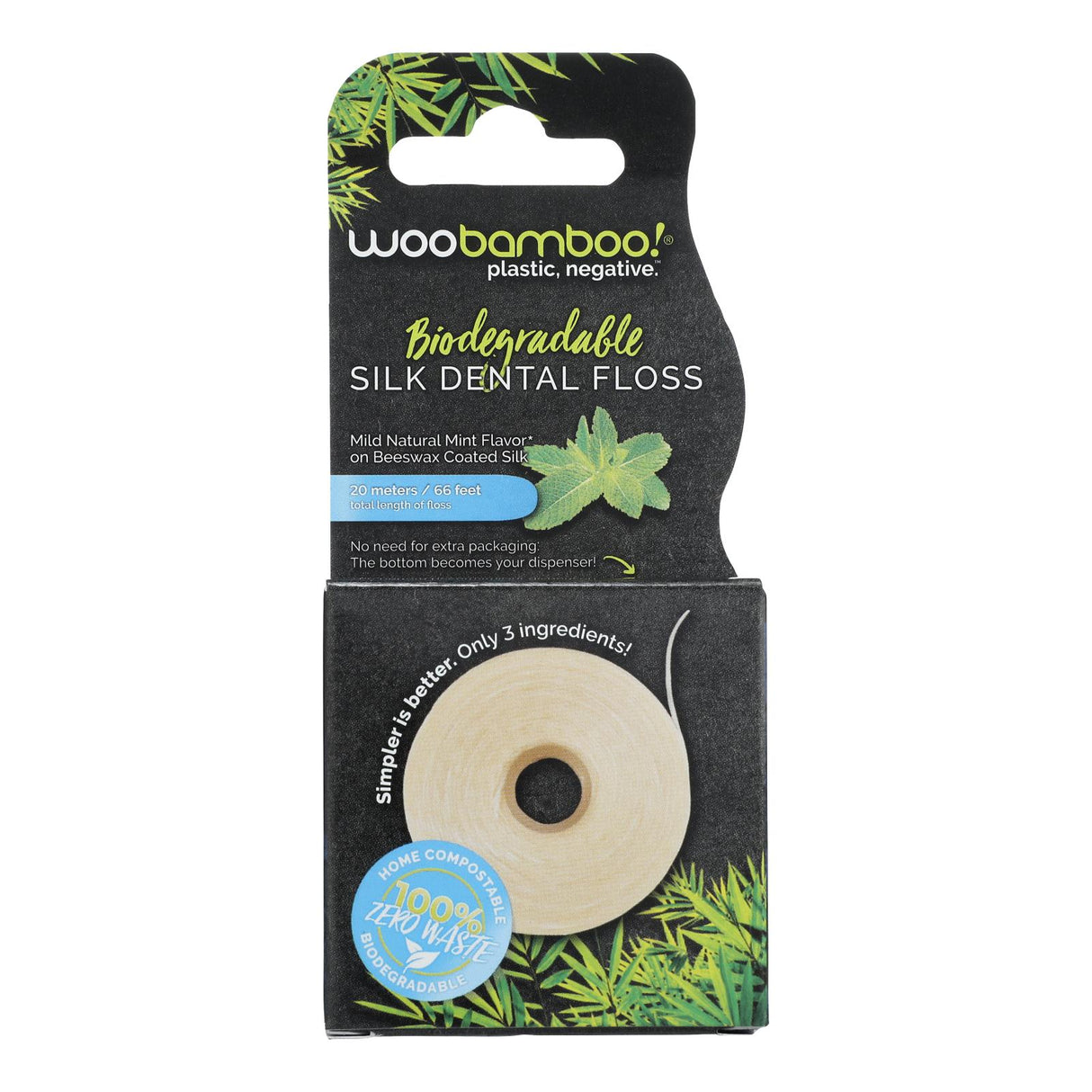 Woobamboo Silk Mint Dental Floss - 20 Meters - Case of 6 - Cozy Farm