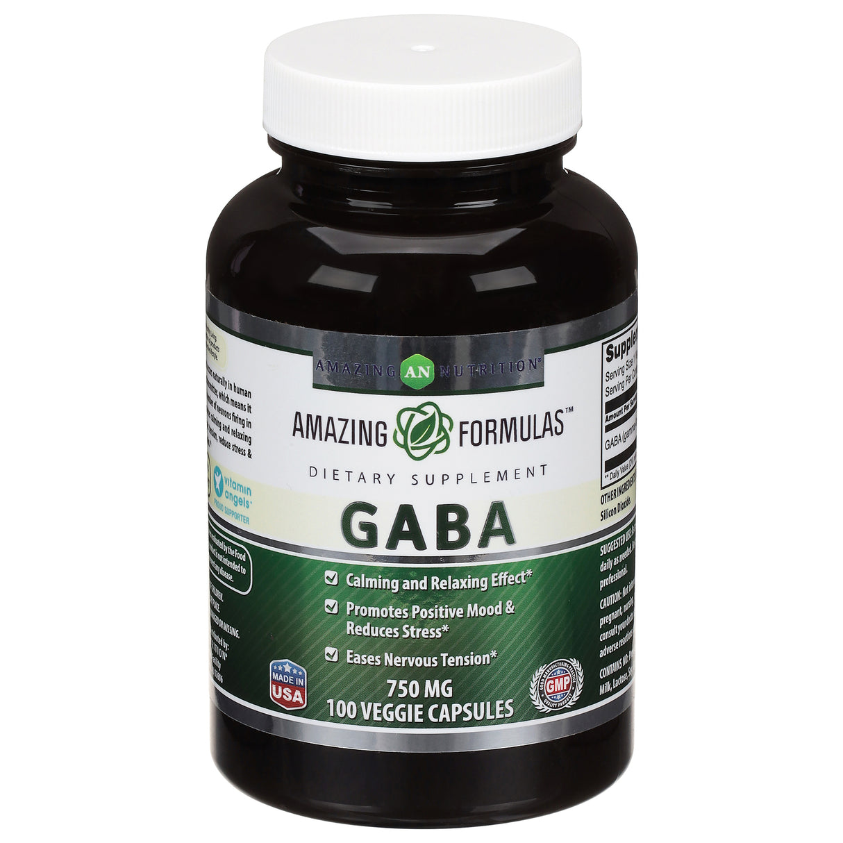 Amazing Formulas GABA 750mg - Gluten-Free - 100 Capsules - Cozy Farm