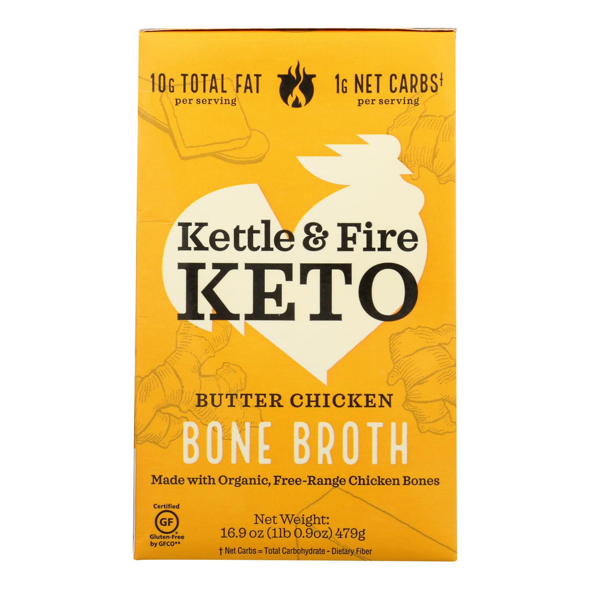 Kettle and Fire Case of 6 Bone Broth Butter Chicken - 16.9 Oz Each - Cozy Farm