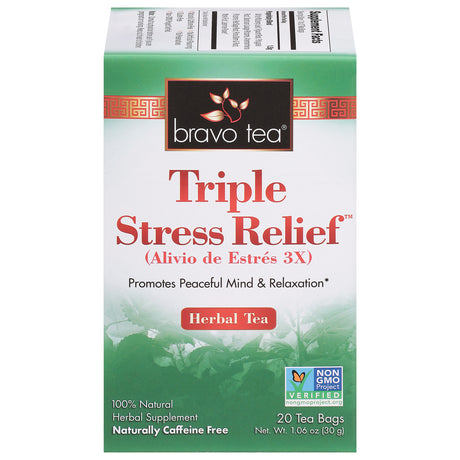 Bravo Teas and Herbs Triple Stress Relief Tea, 1.75oz, 20 Bags - Cozy Farm 