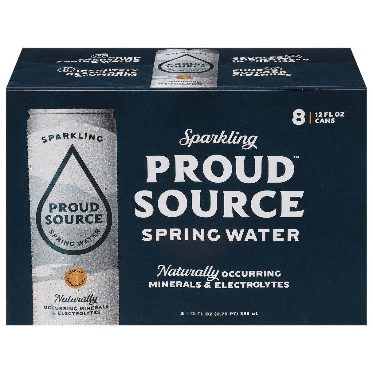 Proud Source Premium Sparkling Spring Water, 8/12 Fl. Oz. Cans (Case of 3) - Cozy Farm