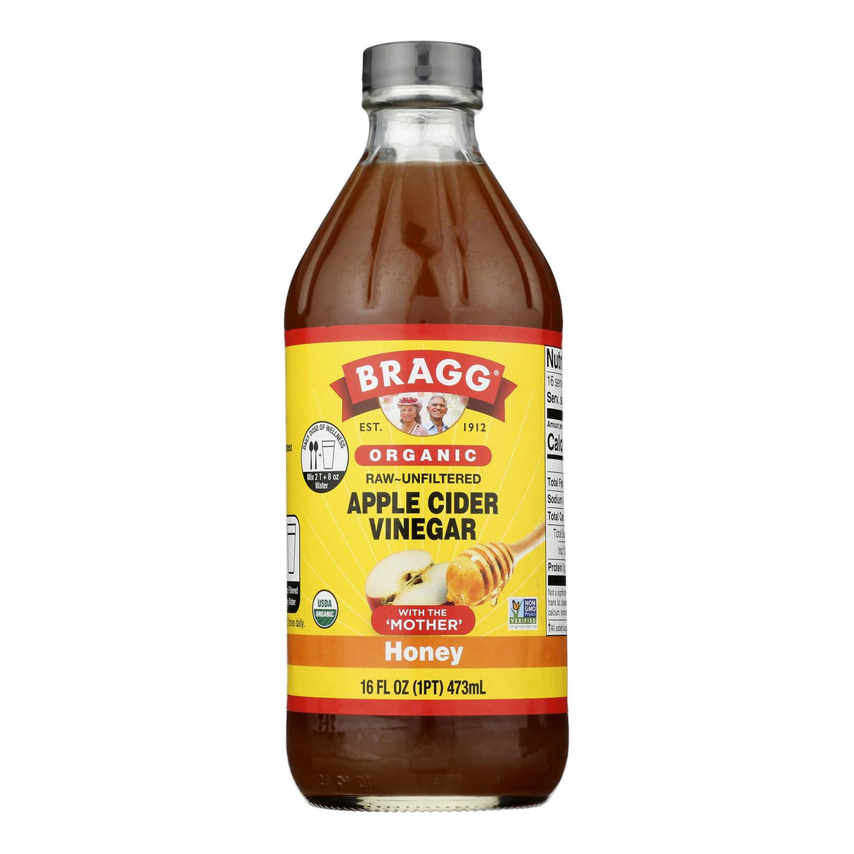 Bragg Apple Cider Vinegar with Raw Unfiltered Honey - Case of 12 - 16 Fl Oz Bottles - Cozy Farm