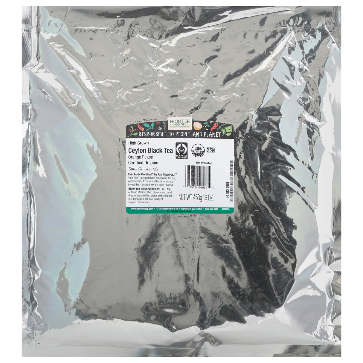 Frontier Herb Organic Fair Trade Ceylon Tea - 1lb Bag - Cozy Farm