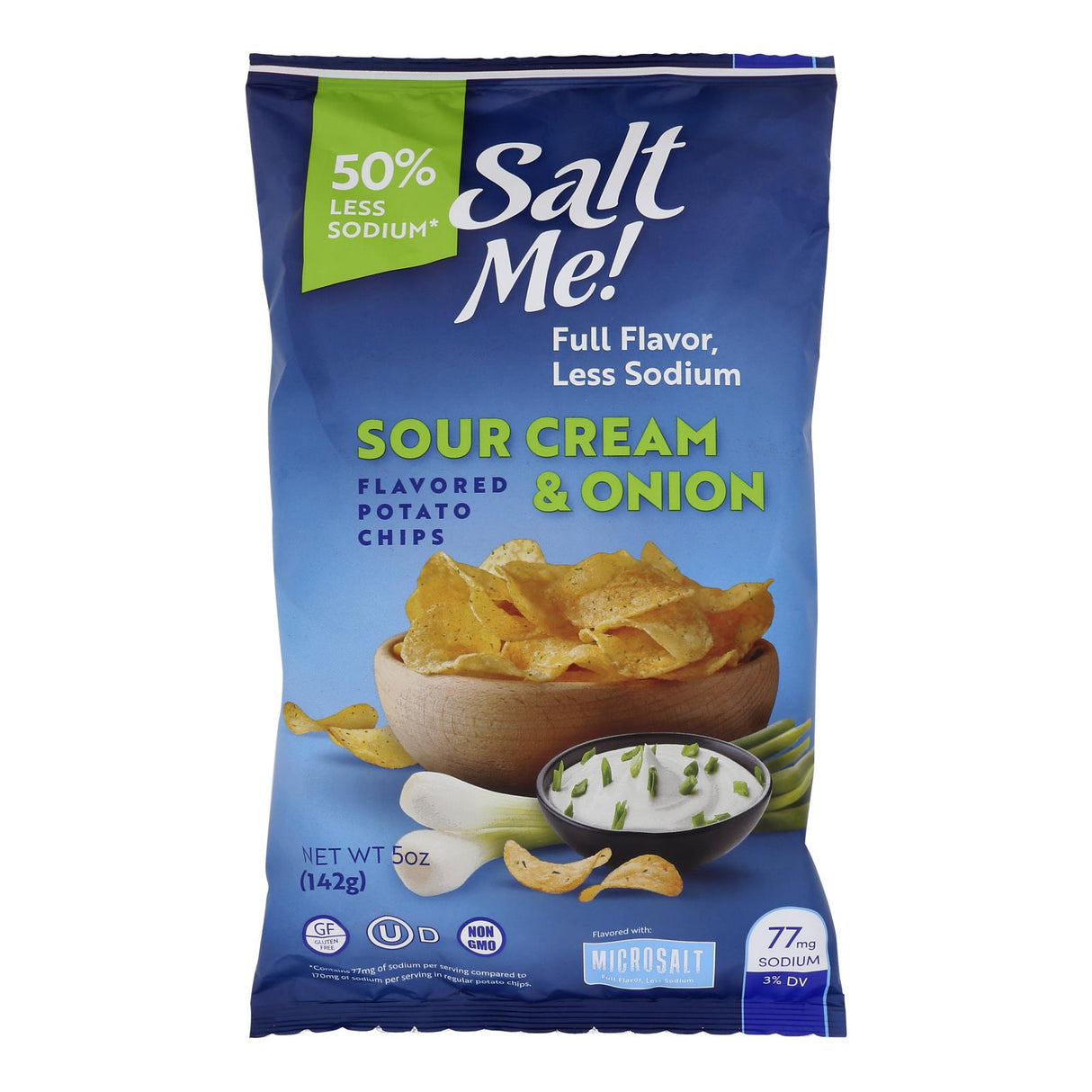 Saltme! Potato Chips Sour Cream & Onion, Case of 12 - 5 oz Bags - Cozy Farm