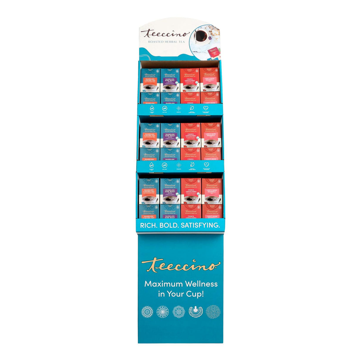 Teeccino Herbal Tea Variety Display Pack - Case of 48 Teabags - Cozy Farm