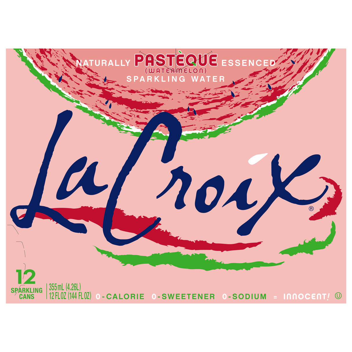 Lacroix Sparkling Water, Refreshing Watermelon Flavor, Crisp and Bubbly, Case of 2 - 12 fl. oz. Bottles - Cozy Farm
