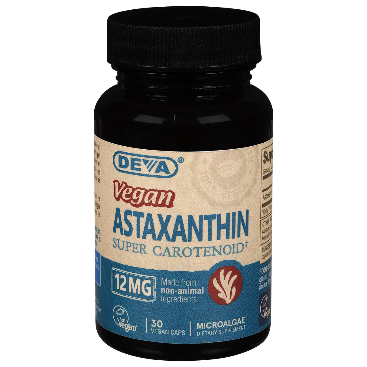 Deva Vegan Vitamins - Astaxanthin 12 mg - 30 Vegan Capsules - Cozy Farm