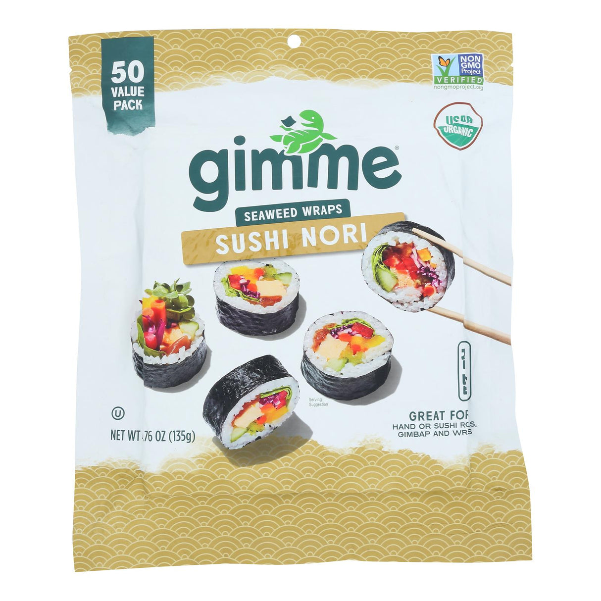 Gimme Seaweed Snacks, Sushi Nori Roasted, 4.76 Oz, Case of 4 - Cozy Farm