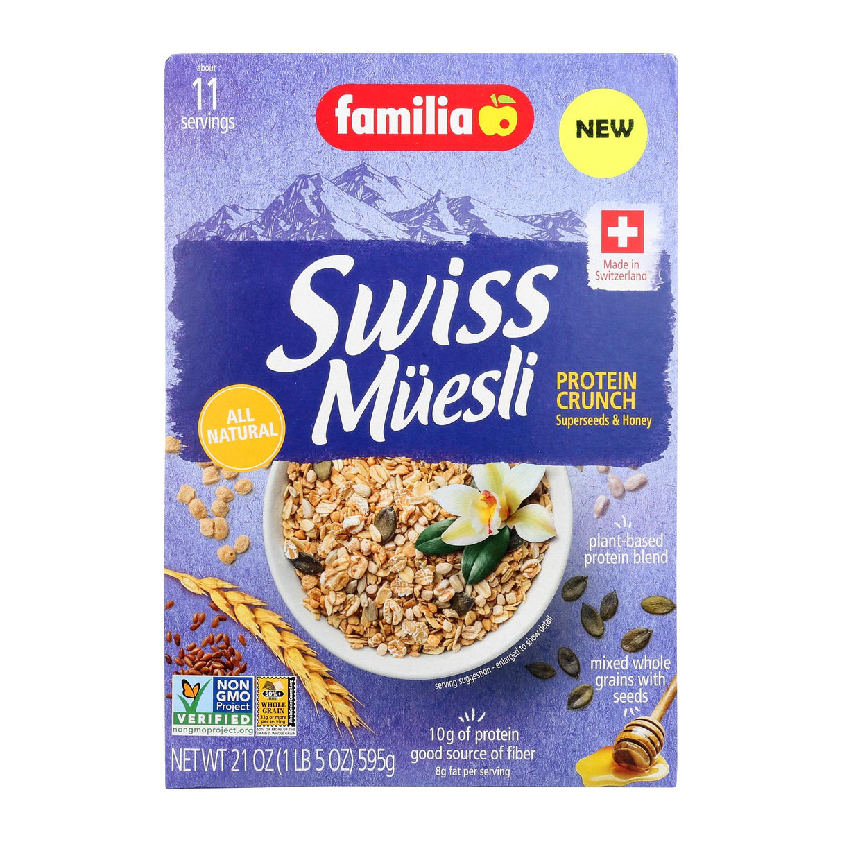Familia - Muesli Swiss Protein Crunch - Case Of 6-21 Oz - Cozy Farm