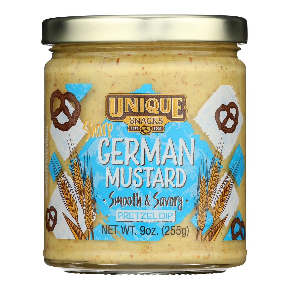 Unique Pretzels Pretzel Dip Sharp German Mustard 9 oz - Case of 12 - Cozy Farm