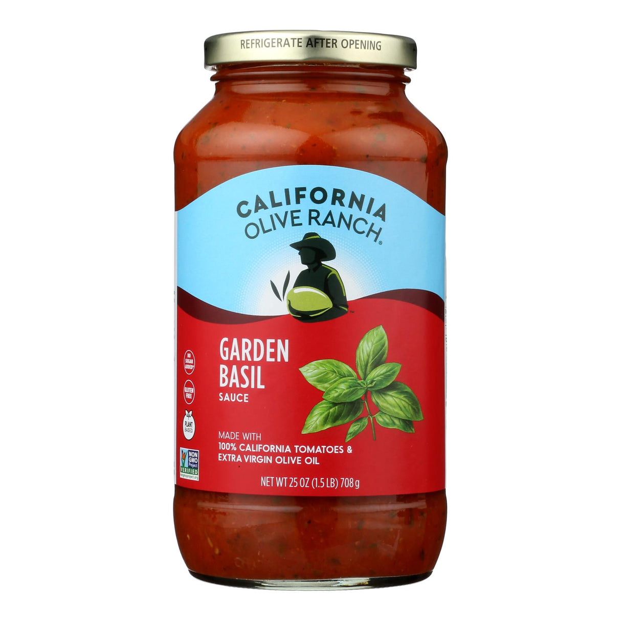 California Olive Ranch Garden Basil Pasta Sauce - Pack of 6 - 25 oz Jars - Cozy Farm