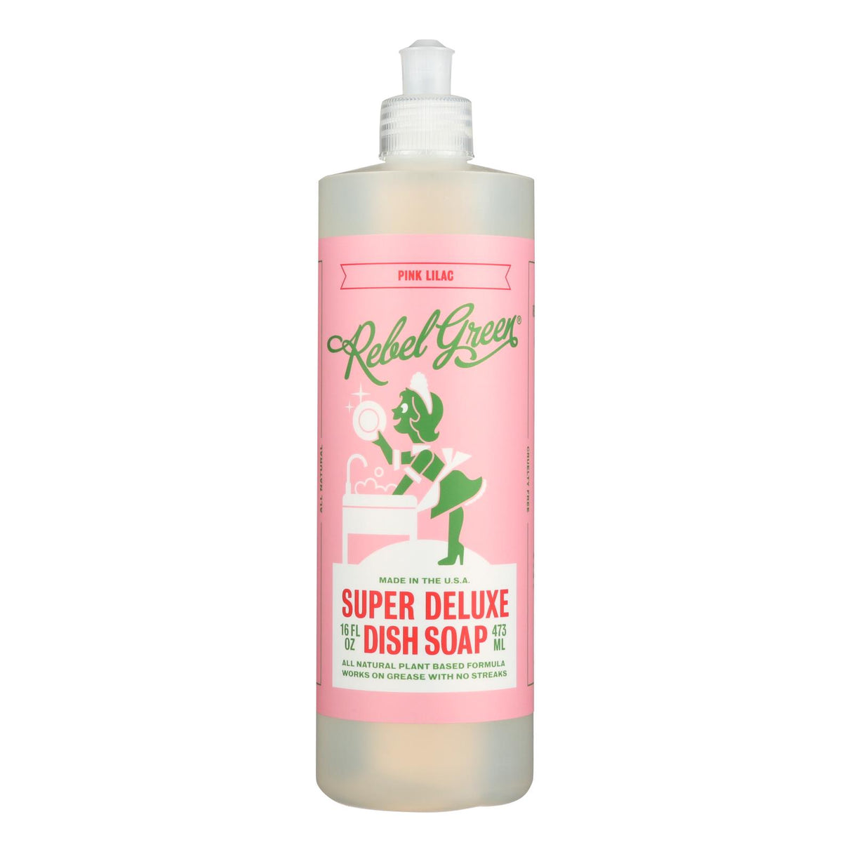 Rebel Green - Liquid Dish Soap - Pink Lilac - Pack of 4 - 16 Oz.