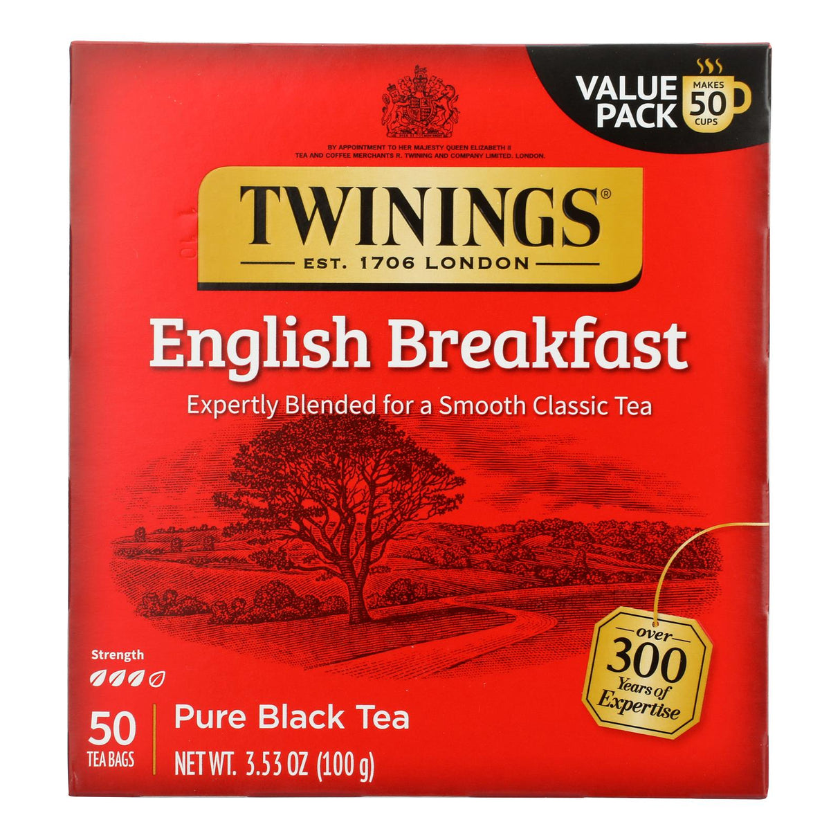 Twinings Tea - English Breakfast, 50 Bags (Case of 6) - Kosher Black Tea