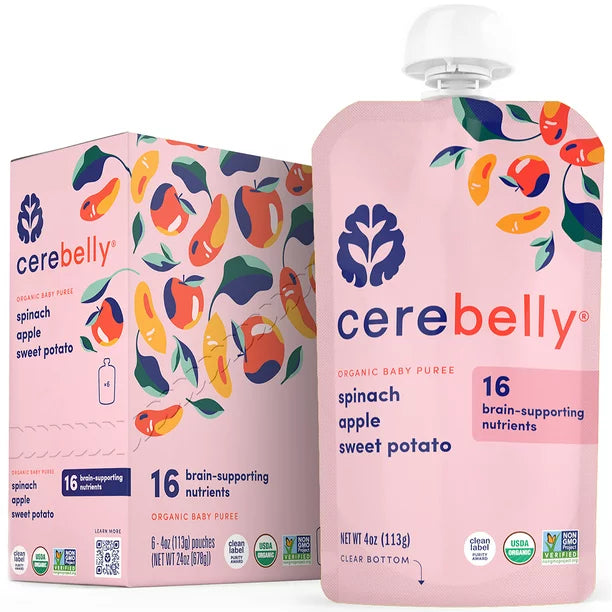 Cerebelly Spinach Apple Sweet Potato Puree | 3/4 Oz, Case of 6 - Cozy Farm