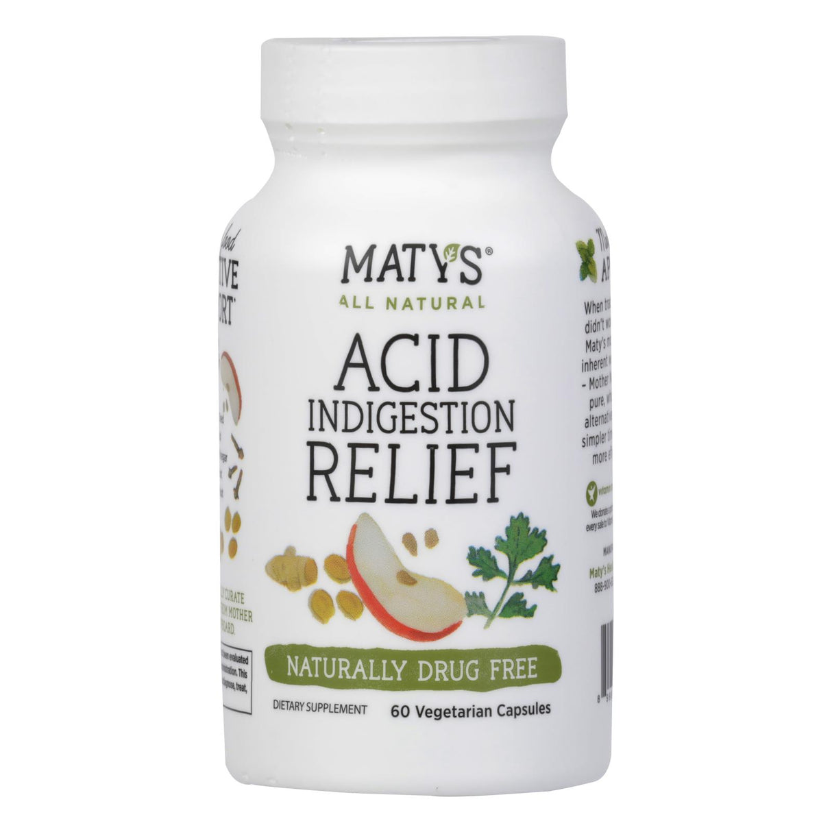 Maty's Acid Indigestion Capsules - Gluten-Free, Whole Food Digestive Support, 60 VCaps