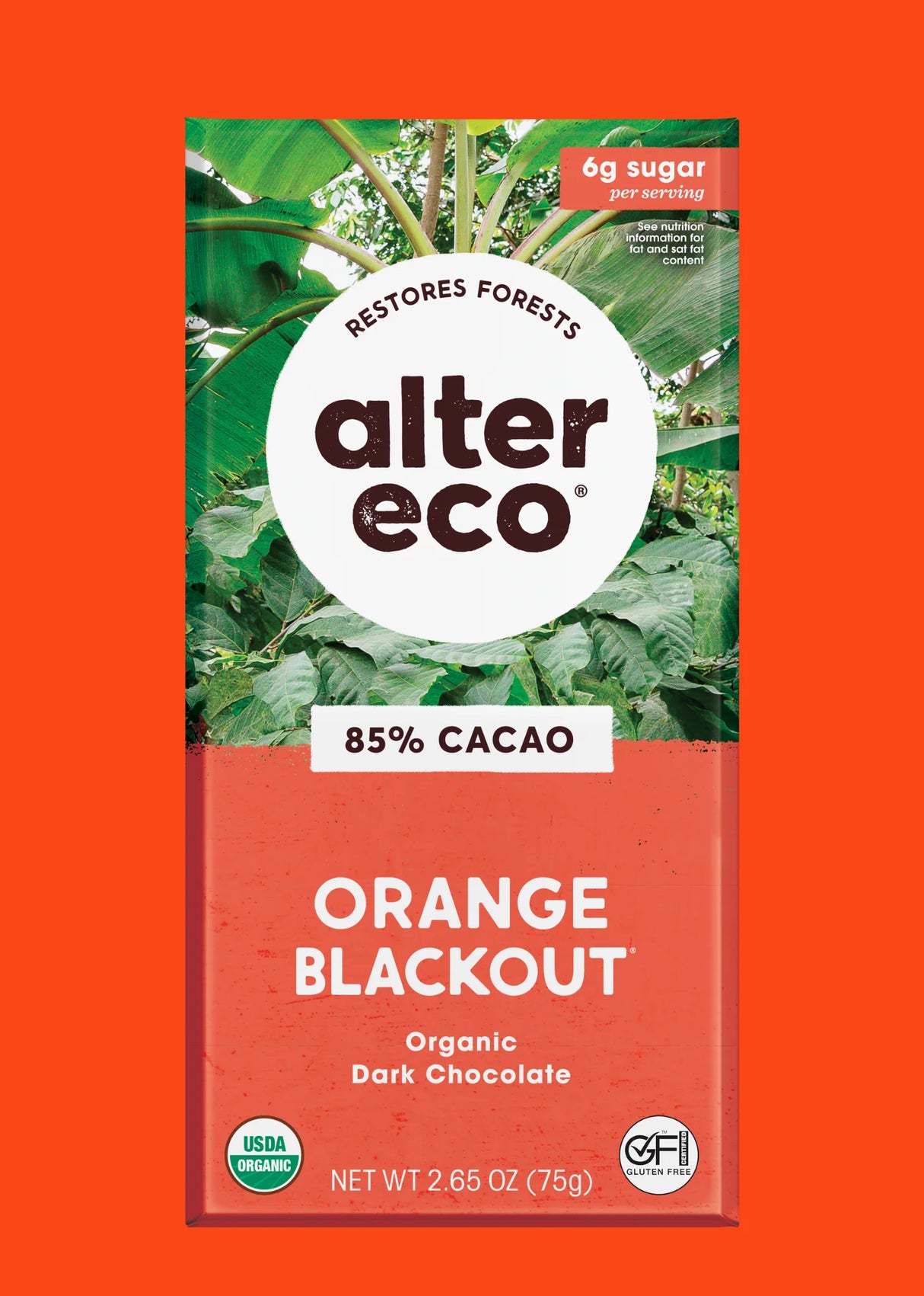 Alter Eco Organic Orange Blackout Dark Chocolate, 2.65 oz (Case of 12) - Gluten-Free Swiss Treats