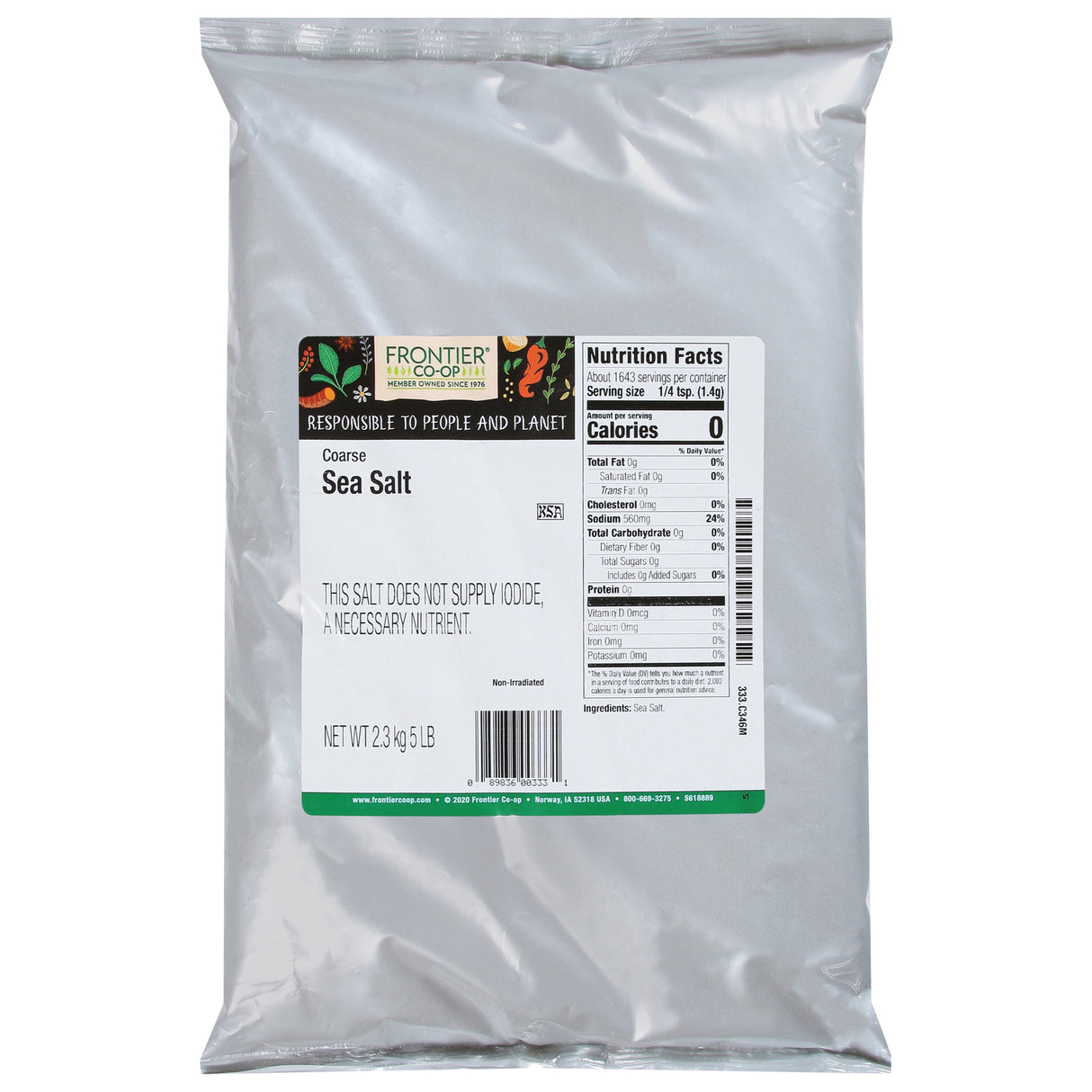 Frontier Herb Coarse Sea Salt - 5 lb Bulk Item - Cozy Farm