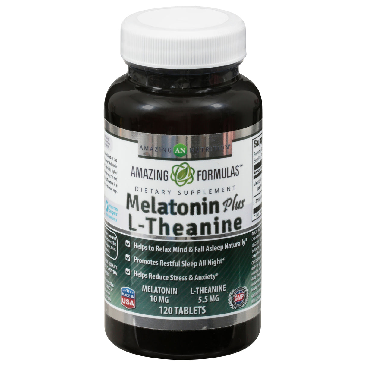 Amazing Formulas Melatonin 10mg Enhanced with L-Theanine, Sleep Support, 120-Count - Cozy Farm