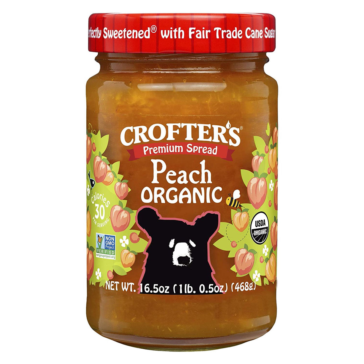 Crofters Peach Premium Spread - 16.5 Oz Case - Cozy Farm