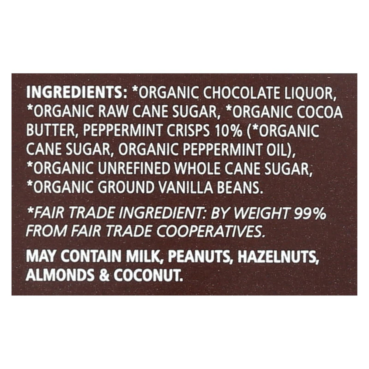 Equal Exchange Organic Dark Chocolate Bar - Rich Mint Crunch - 2.8 Oz. (Case of 12) - Cozy Farm
