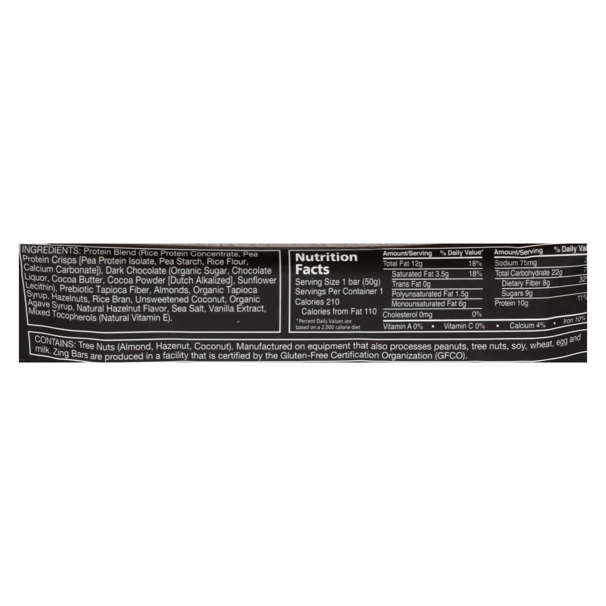 Zing Bars Dark Chocolate Hazelnut Nutrition Bars - 1.76 Oz (Case of 12) - Cozy Farm