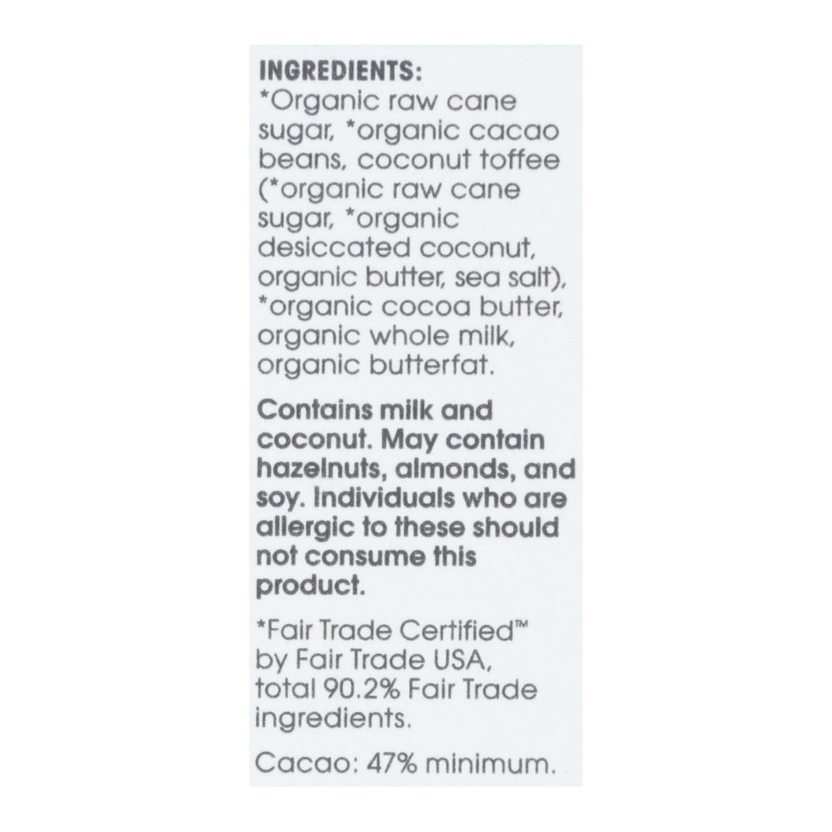 Alter Eco Americas Organic Dark Coconut Toffee Chocolate Bar (2.82 Oz, Pack of 12) - Cozy Farm