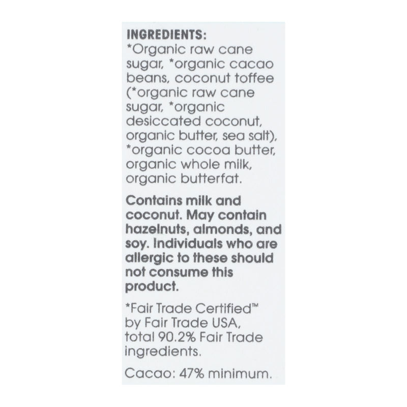 Alter Eco Americas Organic Dark Coconut Toffee Chocolate Bar (2.82 Oz, Pack of 12) - Cozy Farm 