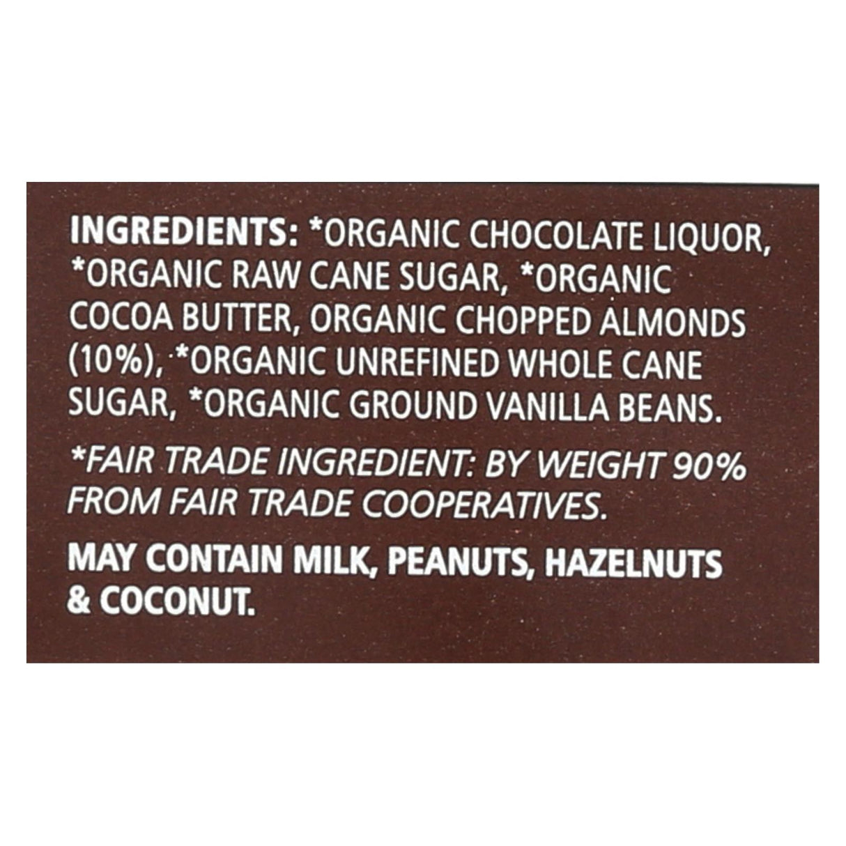 Organic Dark Chocolate Bar with Almonds - 2.8 Oz. by Equal Exchange - Case of 12 - Cozy Farm