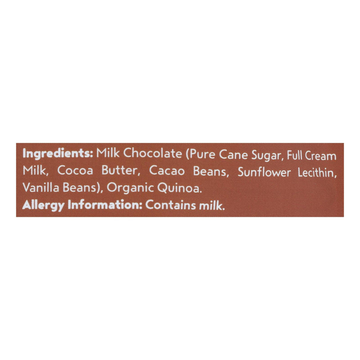 Undercover Quinoa Crispy Quinoa Milk Chocolate - Case of 12 - 2 Oz - Cozy Farm
