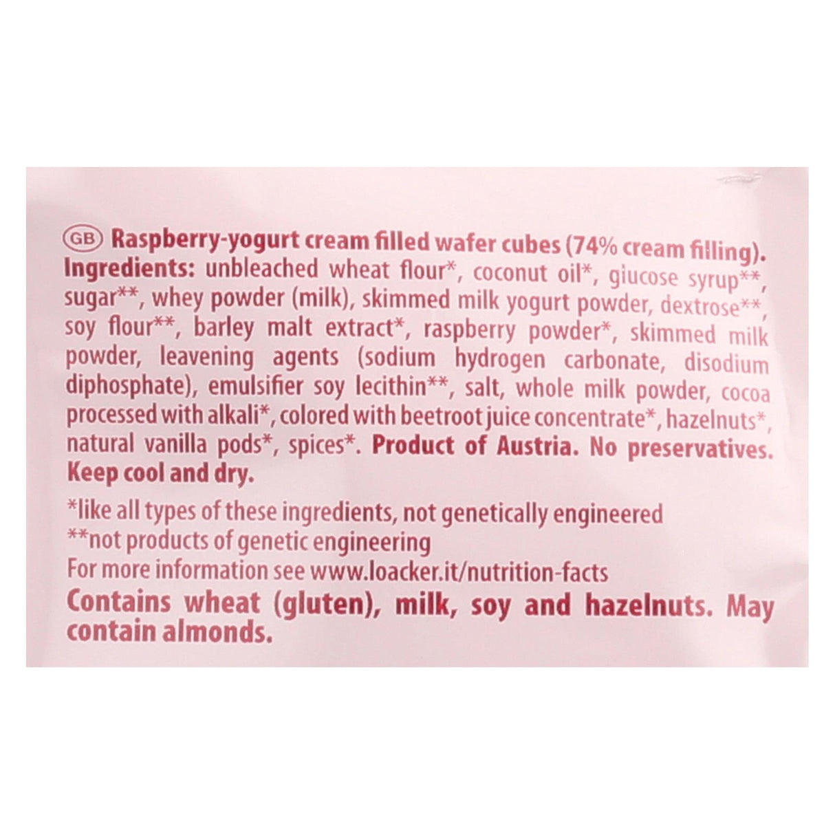 Loacker Quadratini Raspberry-Yogurt Bite Size Wafer Cookies - 6 x 7.76 Oz - Cozy Farm