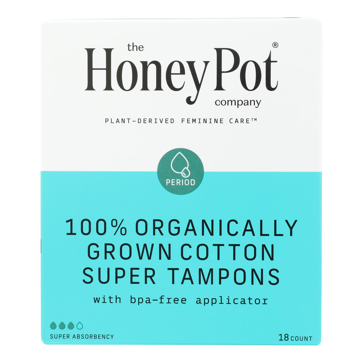 The Honey Pot Company Plastic Applicator Unscented Tampons - 18- Regular Absorbency