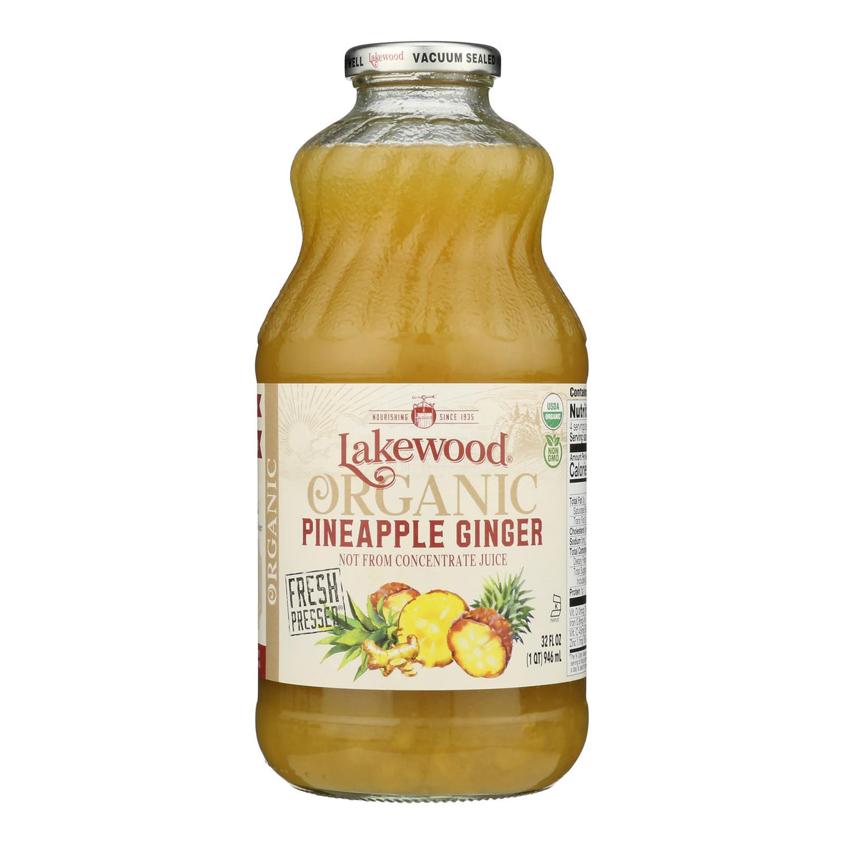 Lakewood Pineapple Ginger Juice (6 x 32 oz ) - Pack of 6