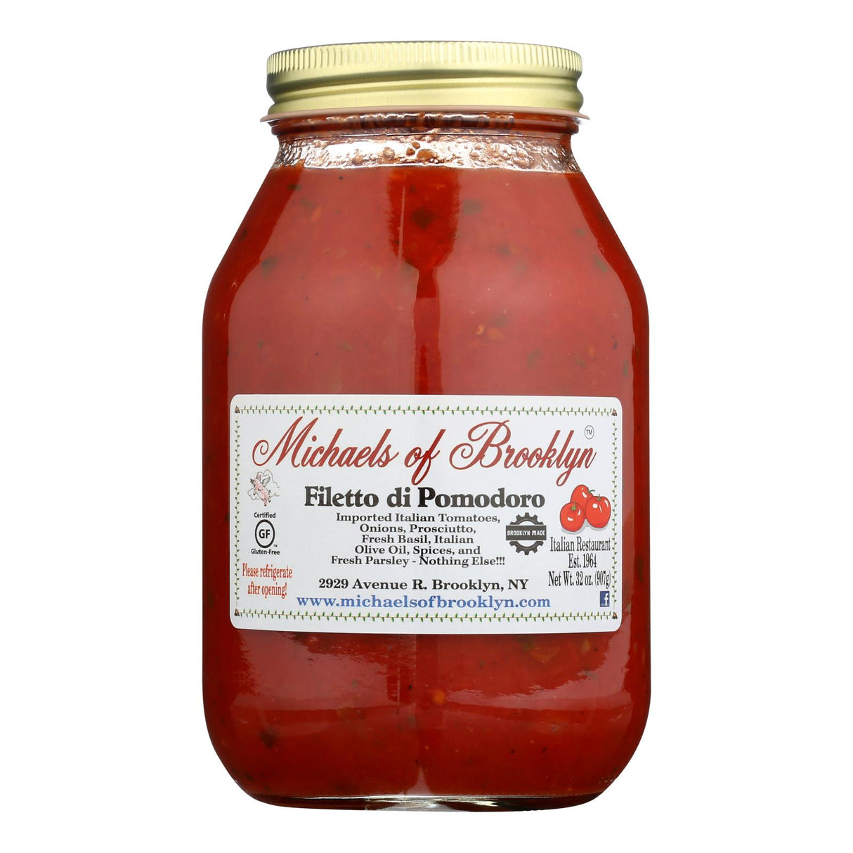 Michael's Of Brooklyn Filetto Di Pomodoro Sauce - 32 Oz - Pack of 6 - Authentic Italian Tomato Sauce