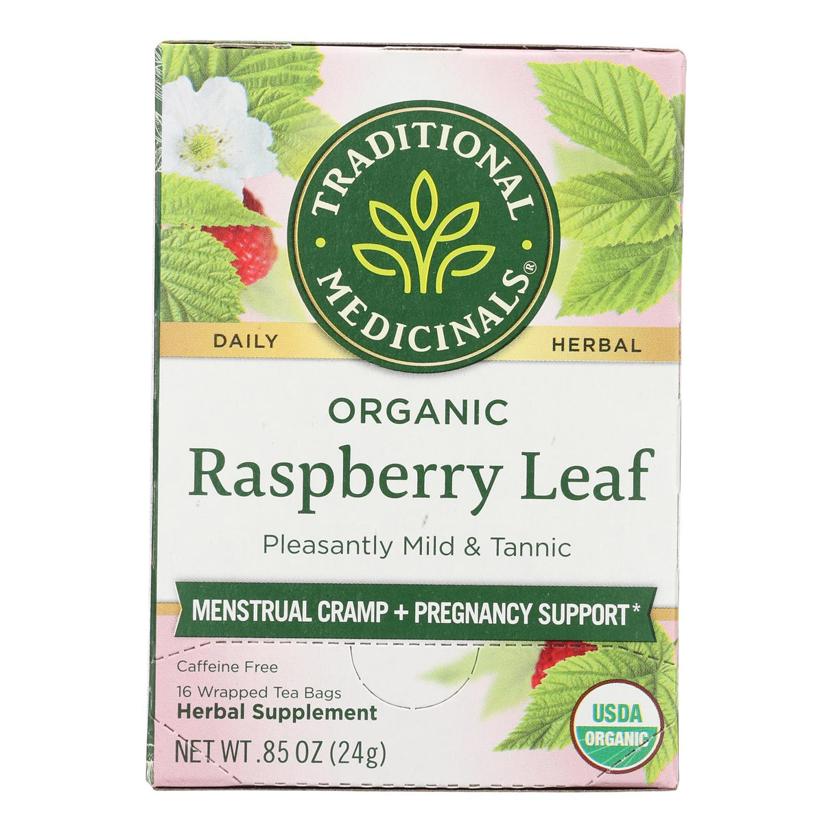 Traditional Medicinals Organic Raspberry Leaf Tea - Caffeine Free - 16 Bags