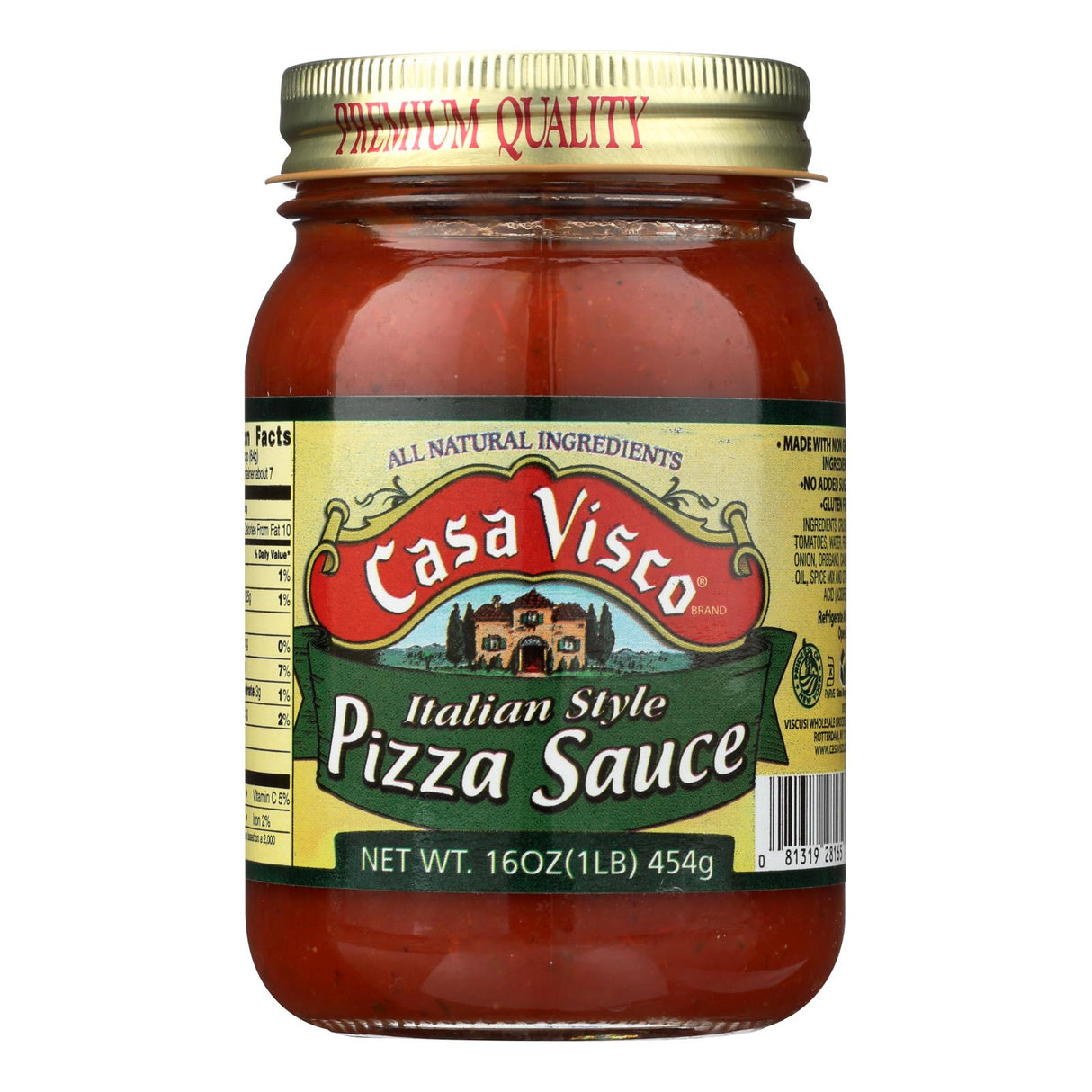 Casa Visco Pizza Sauce, Authentic Italian Style, 16 Oz Jars - 12 Pack