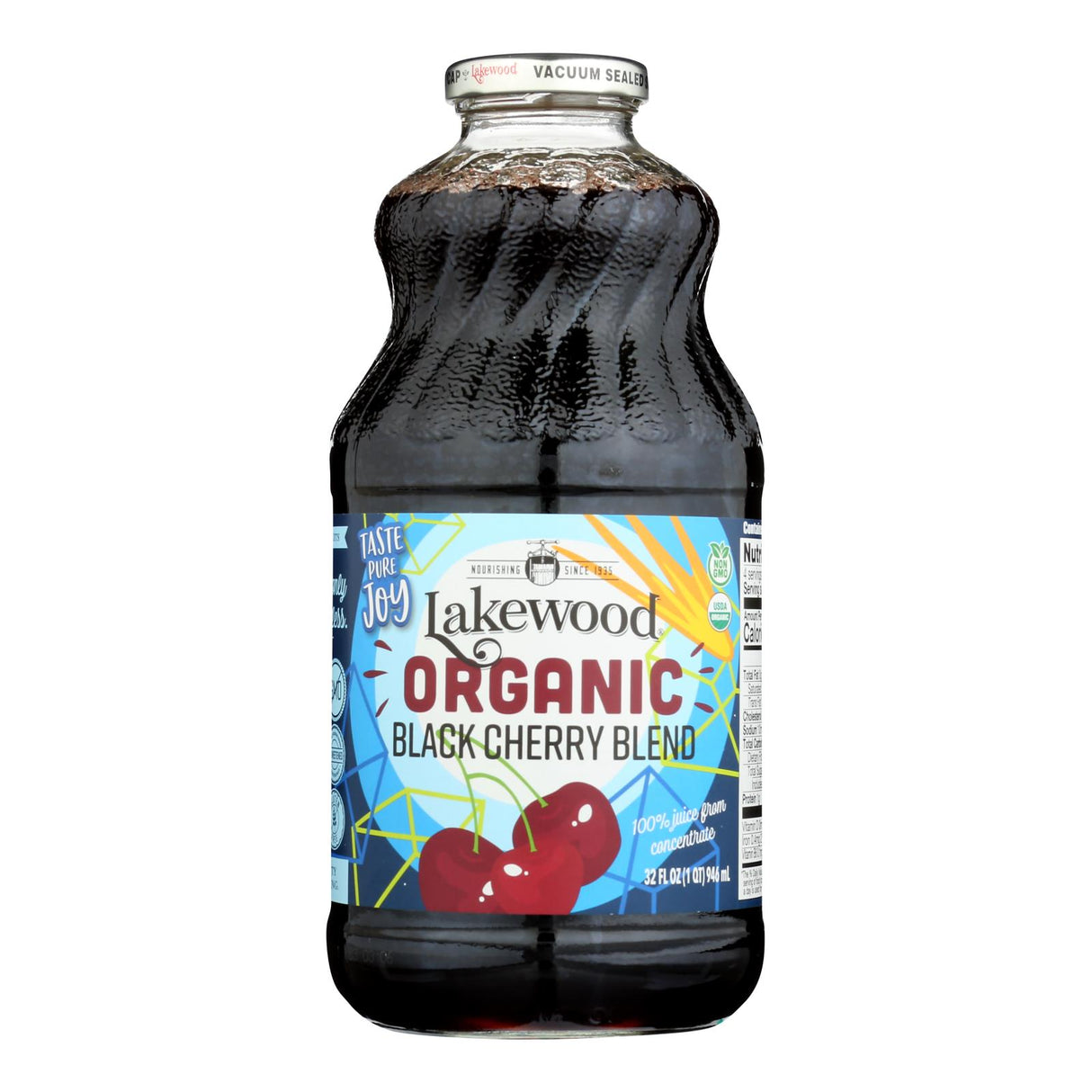 Lakewood - Organic Black Cherry Juice 32 Fl Oz (Pack of 6) - Pure & Natural