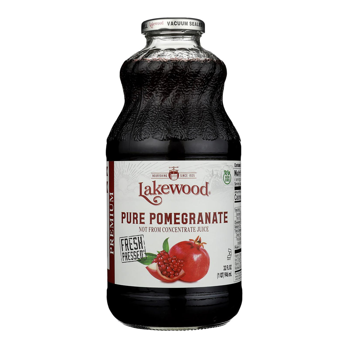 Lakewood Pomegranate Juice (6-Pack): 100% Pure, Antioxidant Rich, 32 Fl Oz