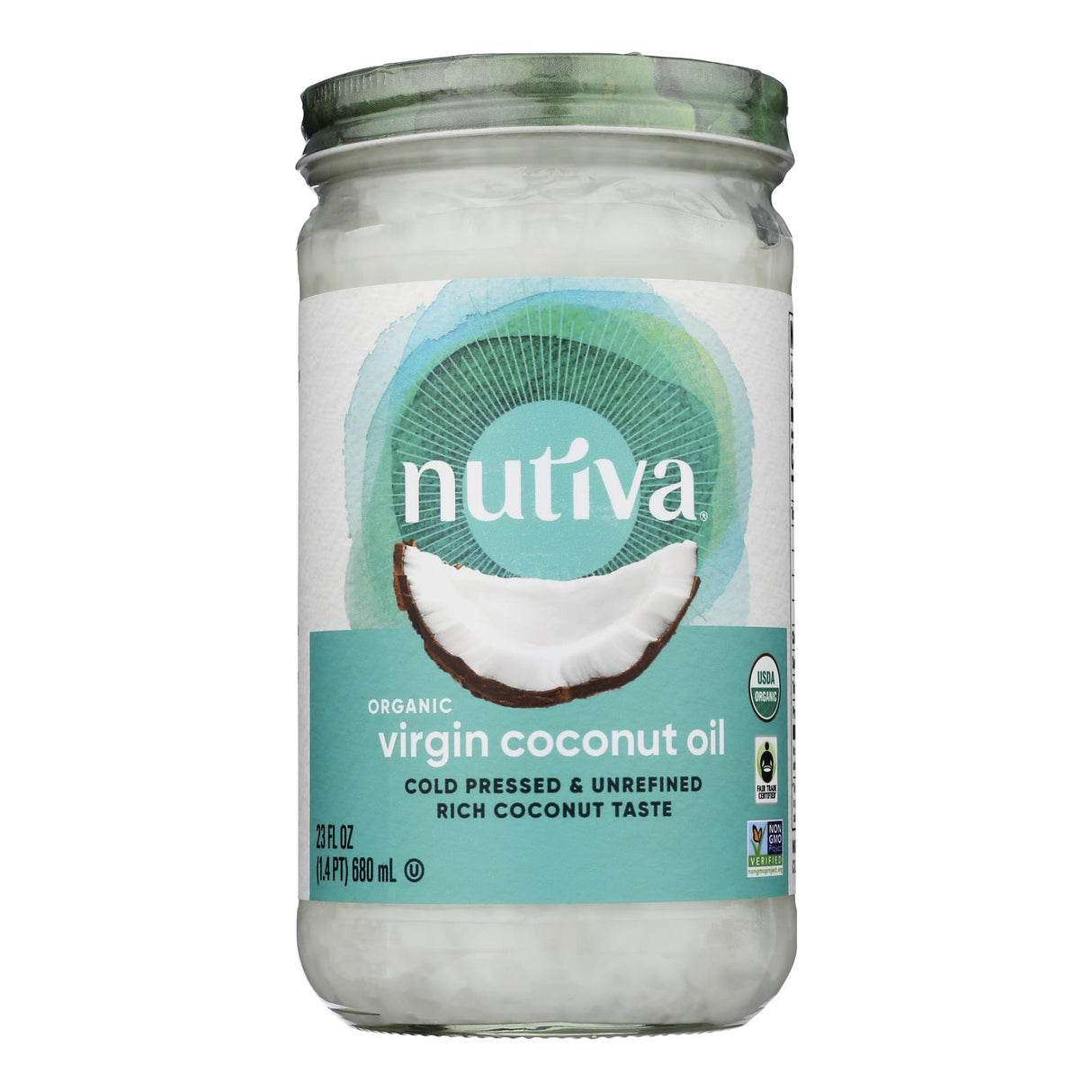 Nutiva Organic Virgin Coconut Oil, 23 Oz, Pack of 6 - Unrefined, Cold-Pressed, Great for Cooking & Skin